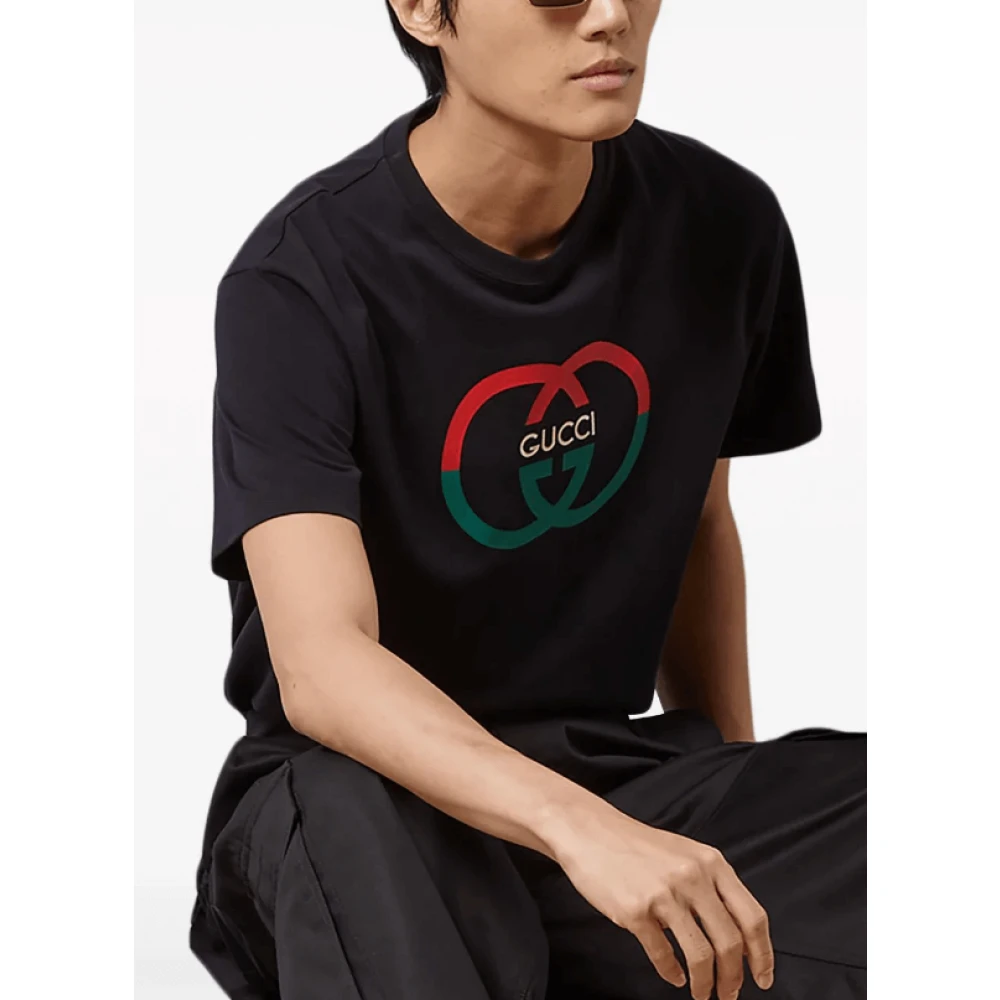 Gucci Logo-print Katoenen T-shirt Black Heren