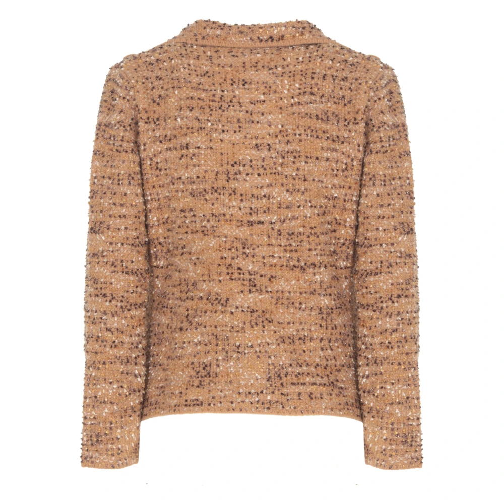 Kangra Bruine Kasjmier Wollen Jas met Lurex Brown Dames