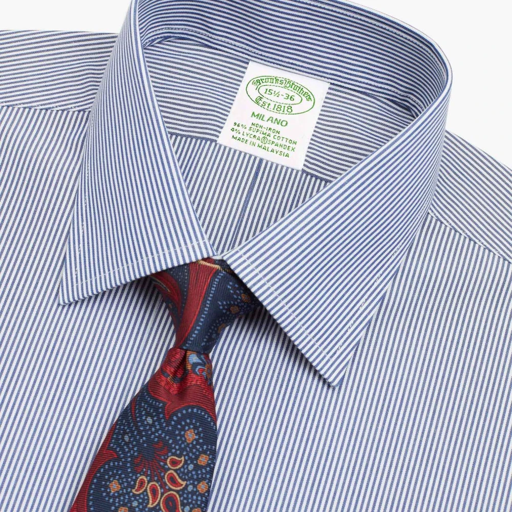 Brooks Brothers Milano Slim-fit Non-iron Sport Shirt Blue Heren