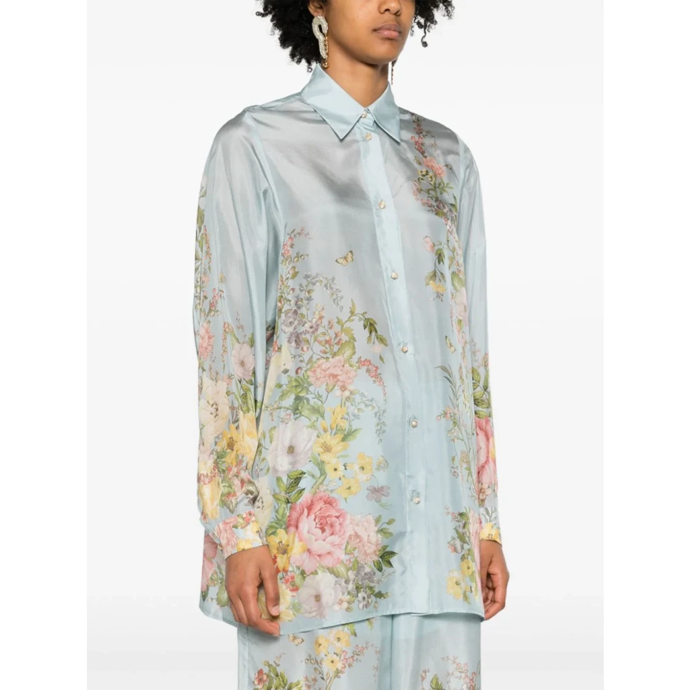 Zimmermann Heldere Blauwe Zijden Overhemd Klassieke Stijl Multicolor Dames