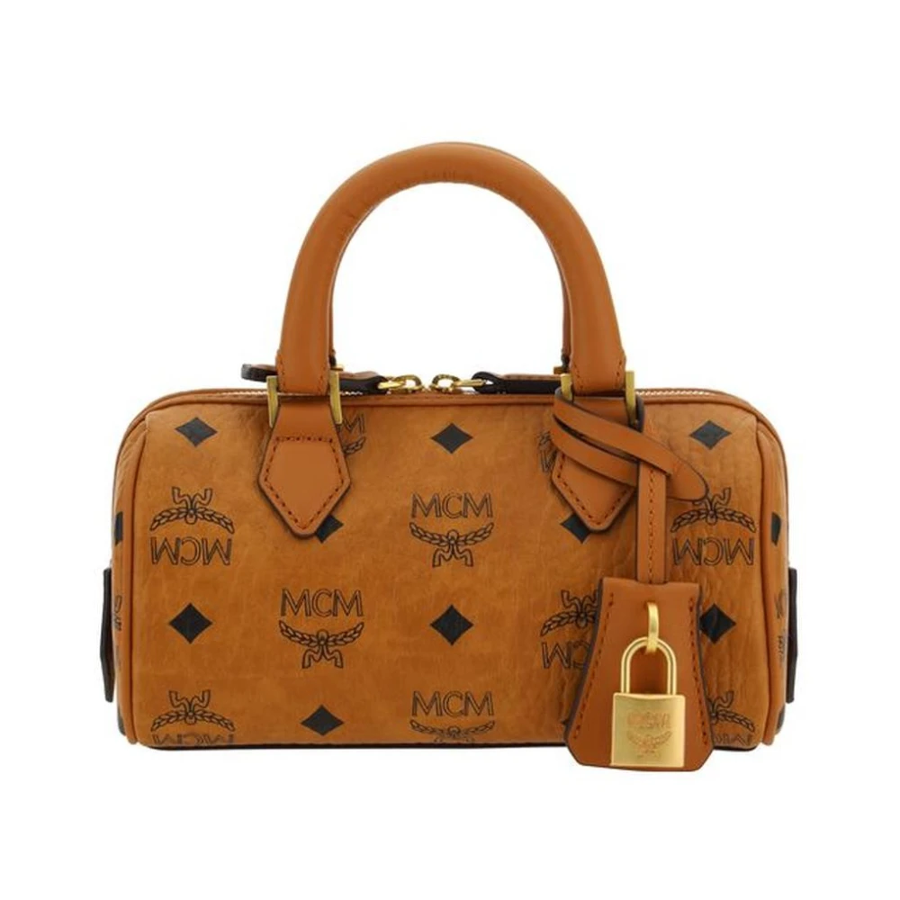 MCM Ella Boston Handtas met Buisvormige Handvatten Brown Dames