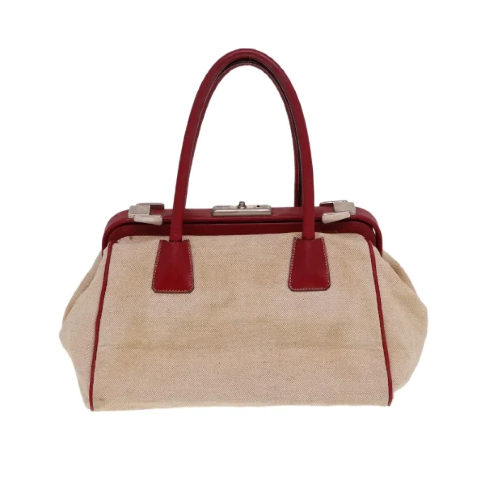 Prada Vintage Pre-owned Canvas prada-bags Beige Dames