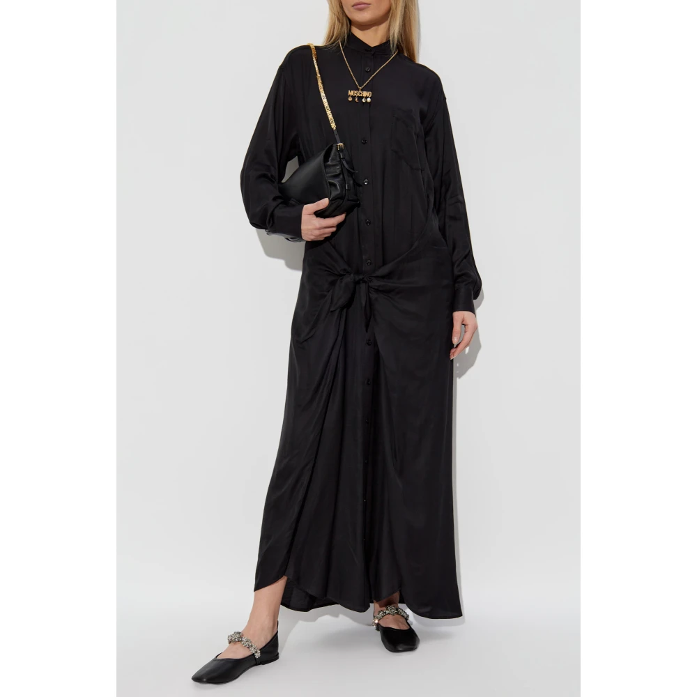 Moschino Jurk met tailleband Black Dames