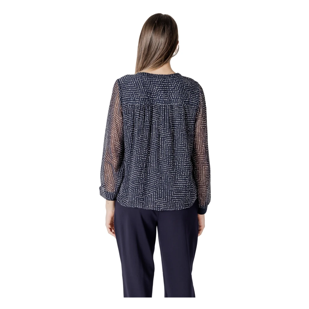 Street One Blauwe Polka Dot Knoopblouse Blue Dames