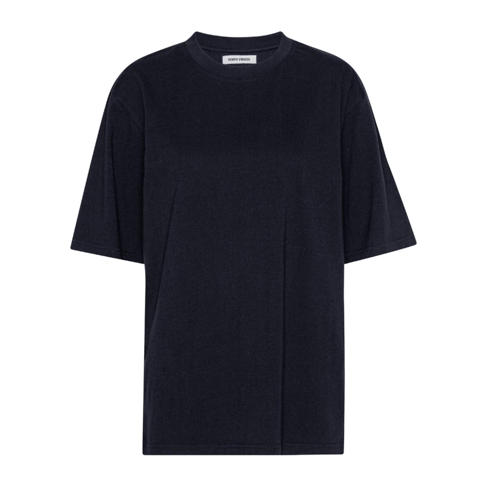 Henrik Vibskov Navy Oversized Ronde Hals Tee Blue Heren