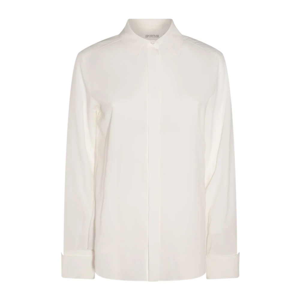 SPORTMAX Witte Blouse Regular Fit Button-Down Kraag White Dames