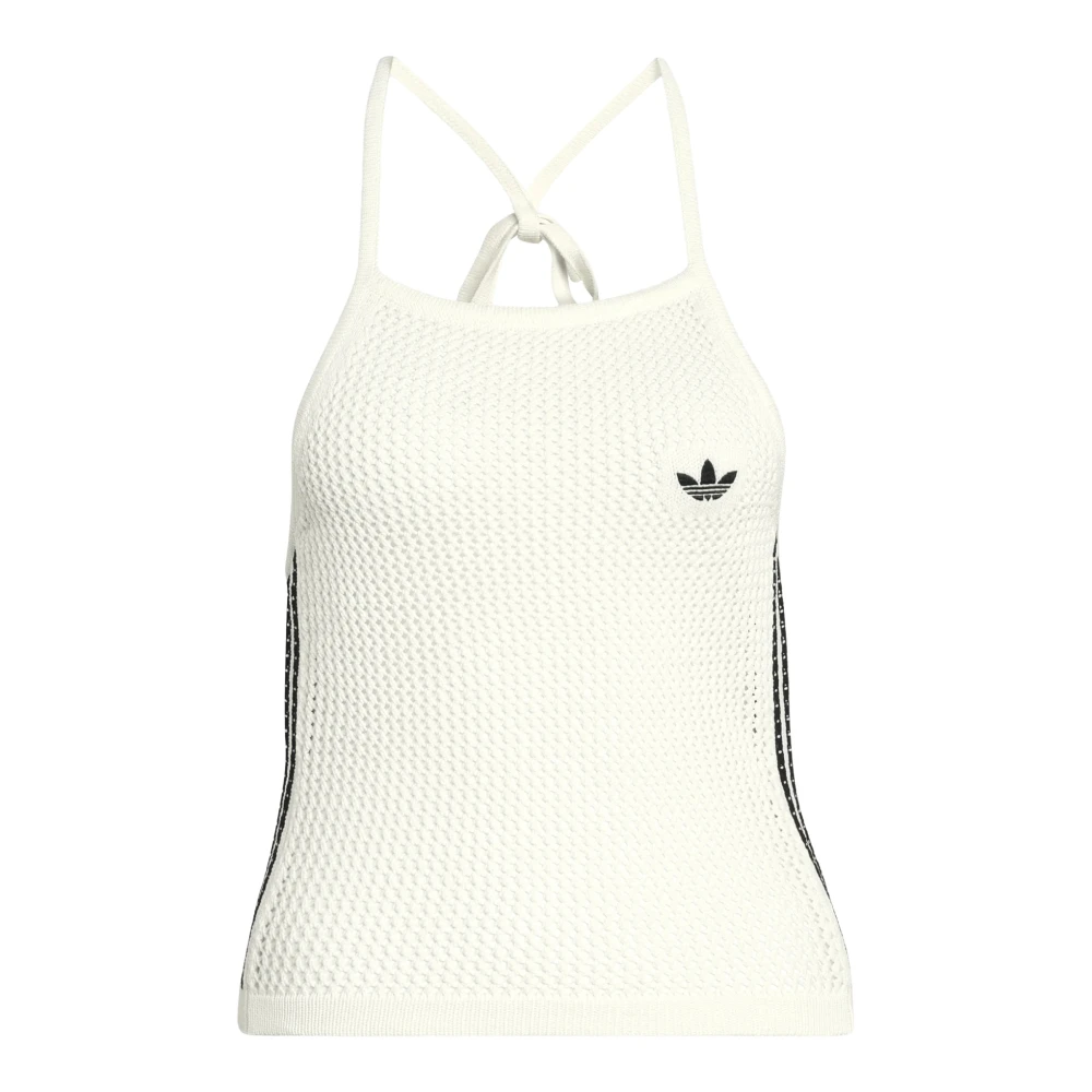 Adidas Women's White Knitted Crochet Top - Training T-Shirts & Tops - S - Sport