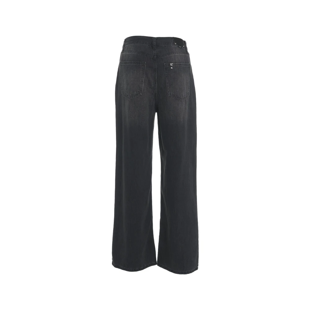 Liu Jo Wijde Jeans met Logodetails Black Dames