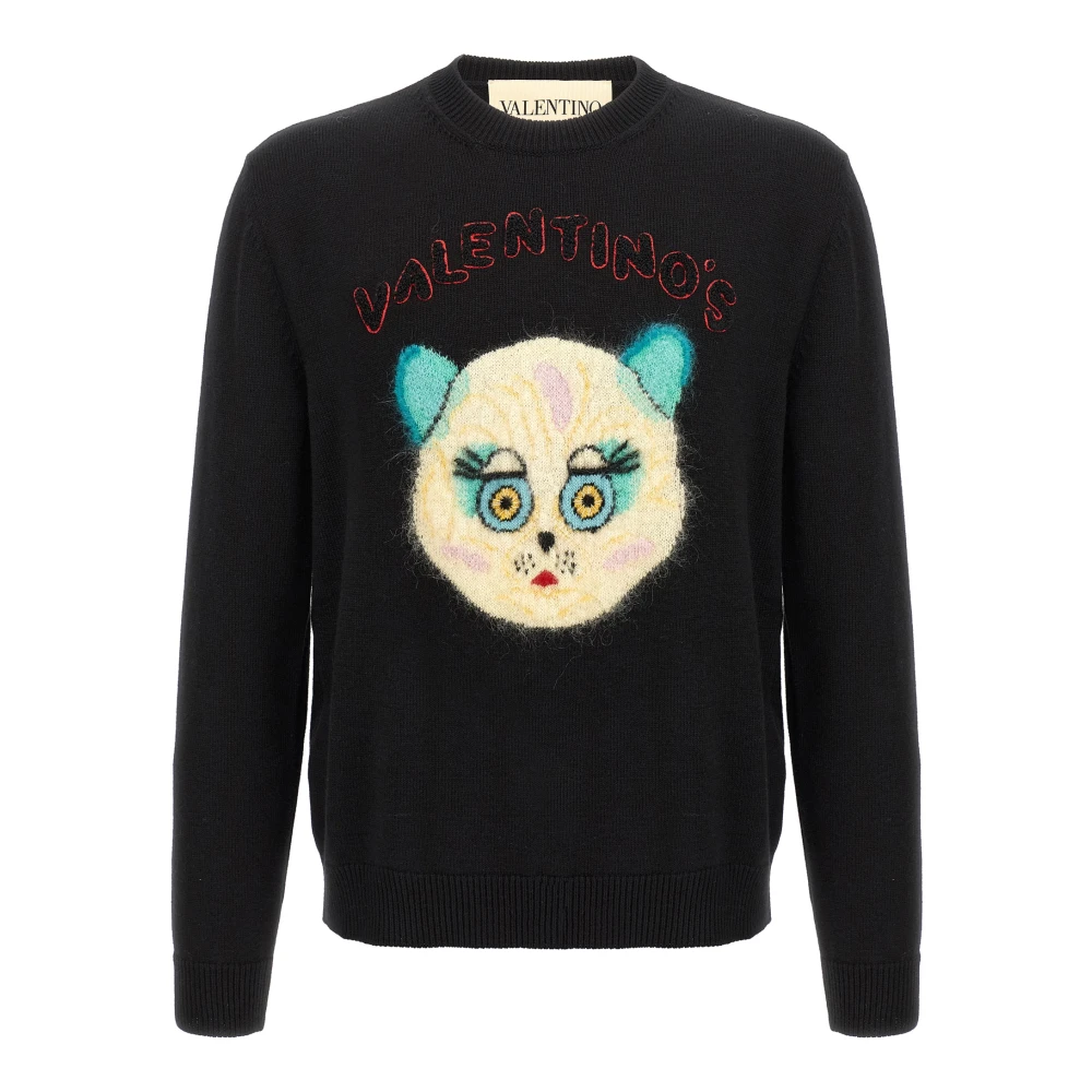 Valentino , Round-Neck Knitwear, Male, Black, L, Black Knitwear For Men Aw25 - Image 4