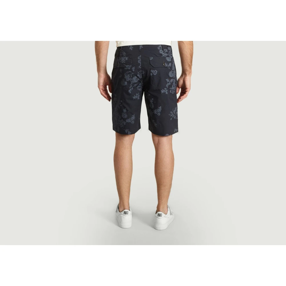 Universal Works Navy Blue Bloemenprint Shorts Blue Heren