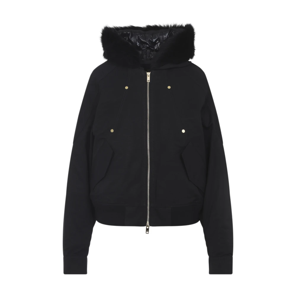 Moose Knuckles Women's Black Hooded Bomber Jacket