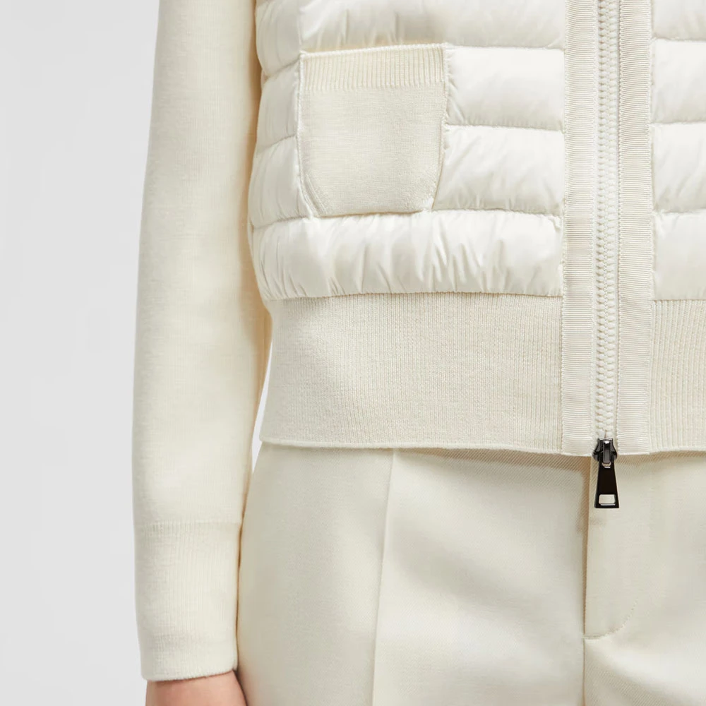 Moncler Donsjas Cardigan met Ritszakken White Dames