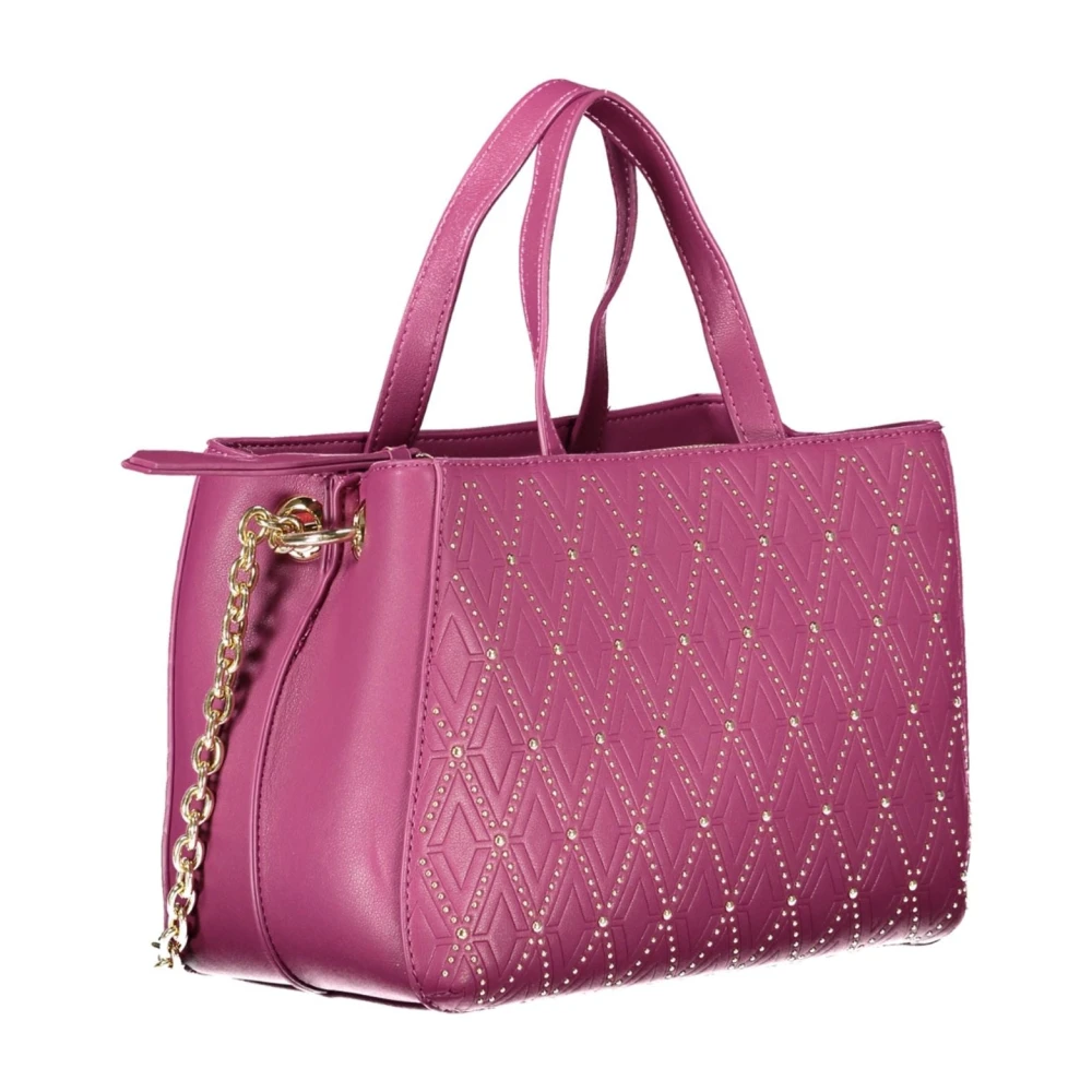 Valentino by Mario Valentino Paarse Schoudertas met Afneembare Ketting Verstelbare Band Meerdere Compartimenten Ritssluiting Purple Dames