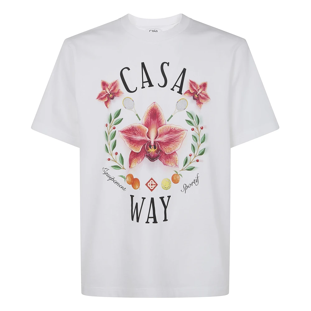 Casablanca Casa Way Orchid Print Classic T-Shirt - Male - T-Shirts - White - L - Tops