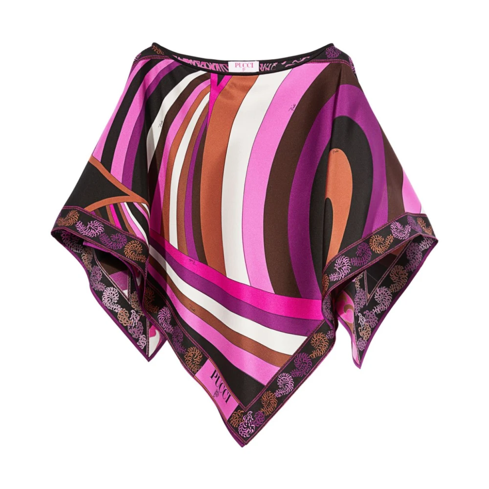 EMILIO PUCCI Fuchsia Patchwork Top met Boothals Pink Dames