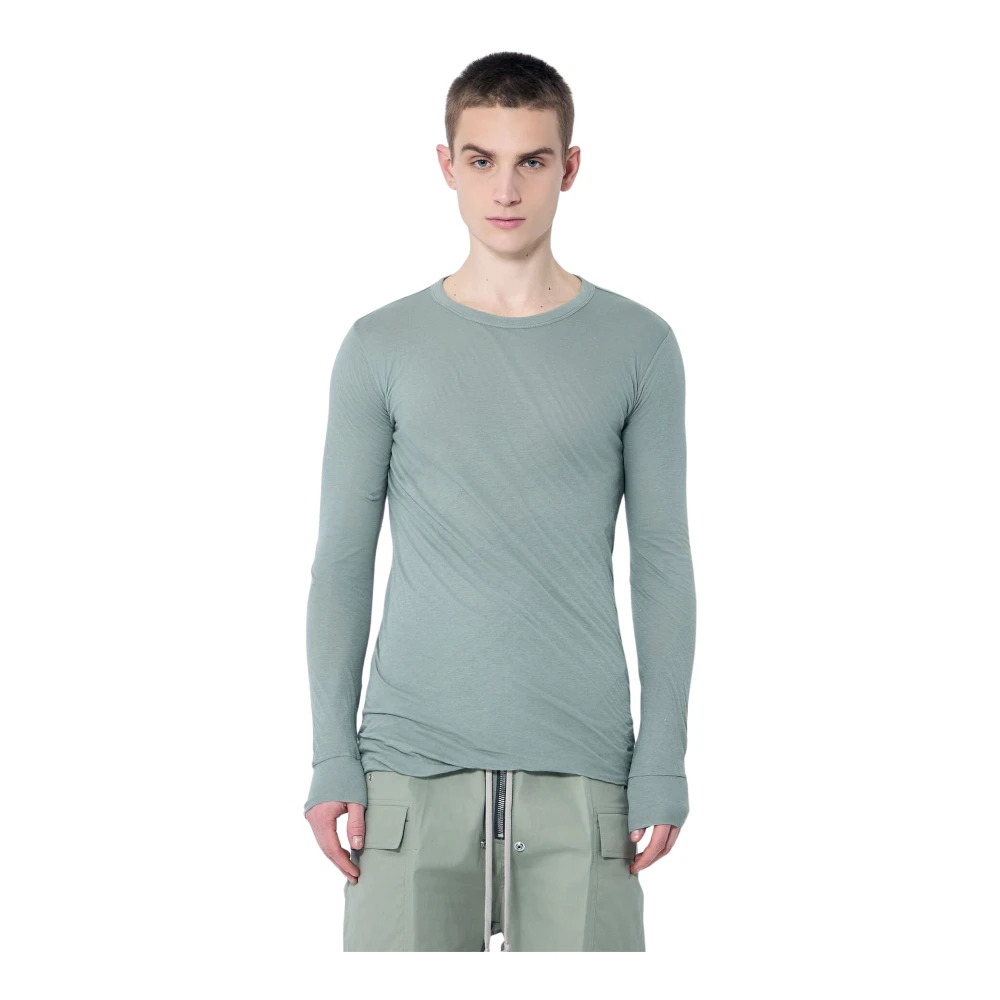 Rick Owens Katoenen T-shirt met Dubbele Laag en Ronde Hals Green Heren