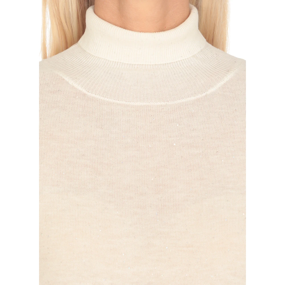 Fabiana Filippi Ivoor Wollen Trui met Pailletten Beige Dames