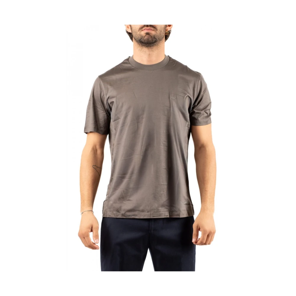 Emporio Armani Herr Grön Toppar M, Bomull, Crewneck T-Shirt