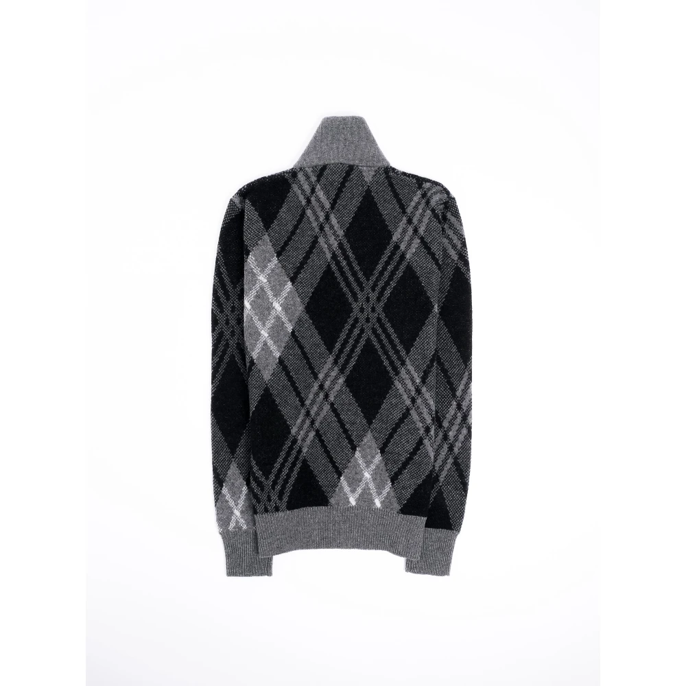 Roberto Collina Diamant Jacquard Polo Shirt Gray Heren