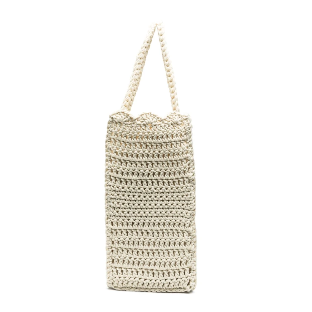 Twinset Beige Gevlochten Top Handvat Geborduurde Tas Beige Dames