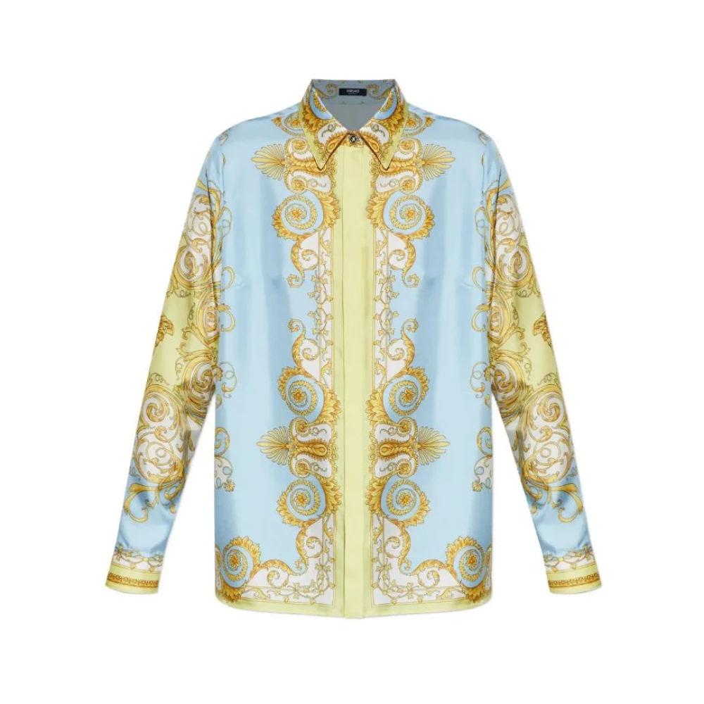 Versace Women's Multicolor Printed Silk Twill Lavallière - Shirts - M - Blouses & Shirts
