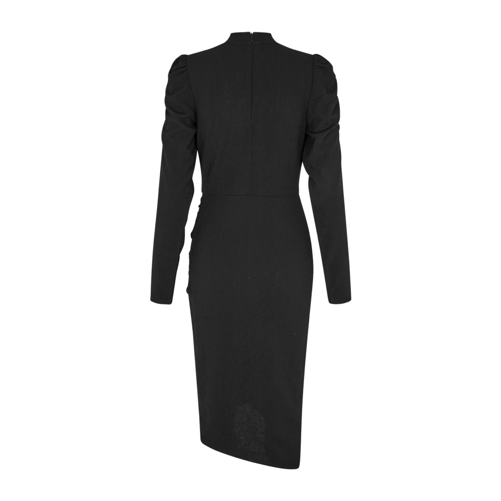 Cras Zwarte Aansluitende Jurk met Gerimpelde Details Black Dames