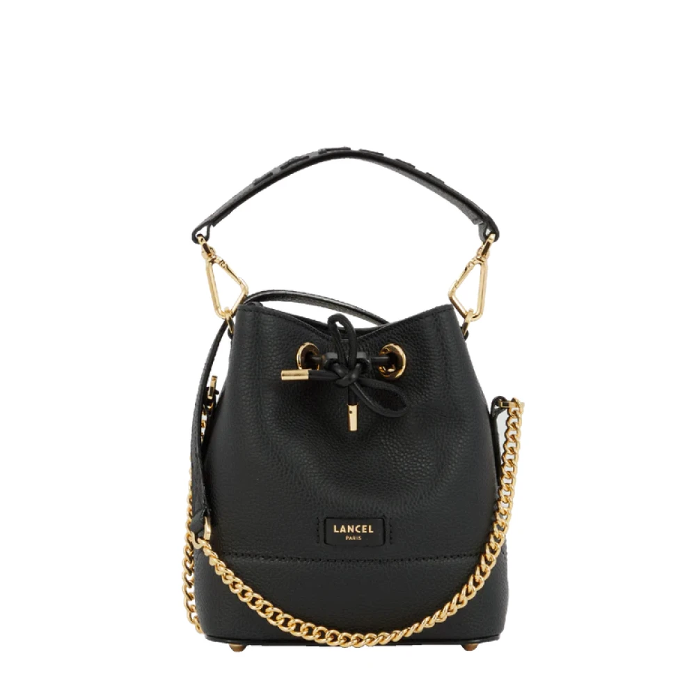 Lancel Zwarte Leren Bucket Bag Black Dames