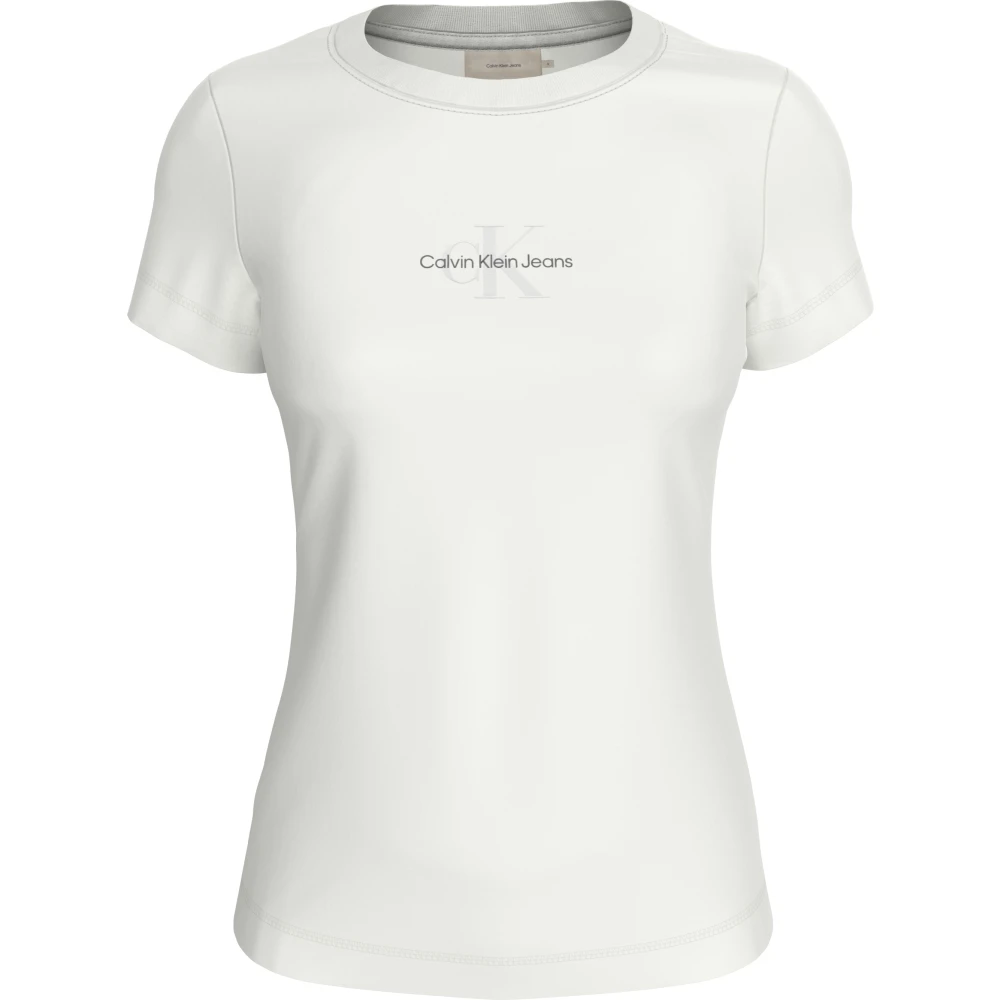 Calvin Klein Witte Katoenen T-shirt met Geborduurd Logo White Dames