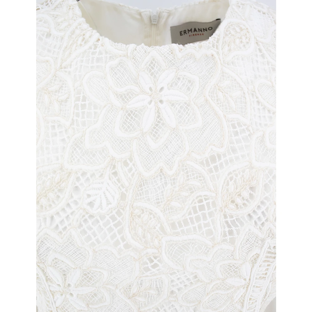 Ermanno Scervino Elegante Kanten Jurk White Dames
