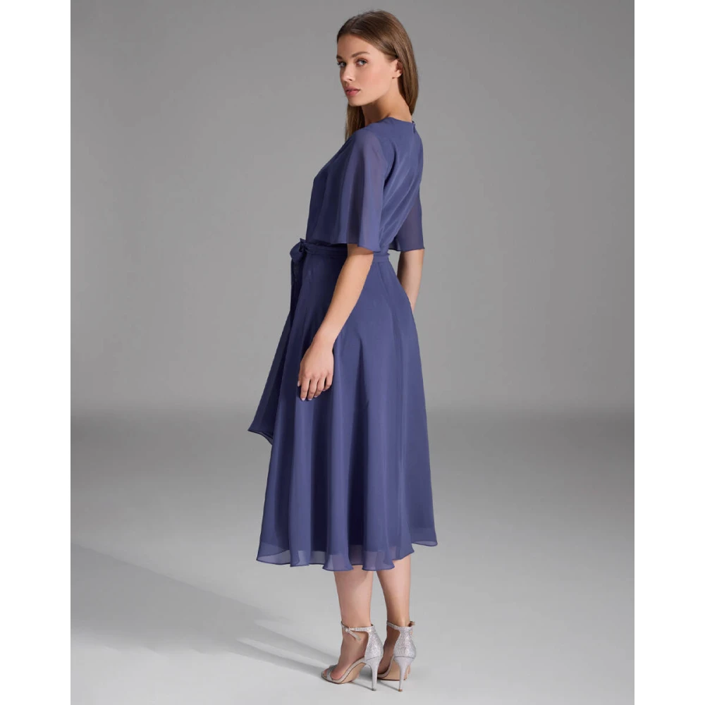 Swing Wikkel Chiffon Jurk Blue Dames