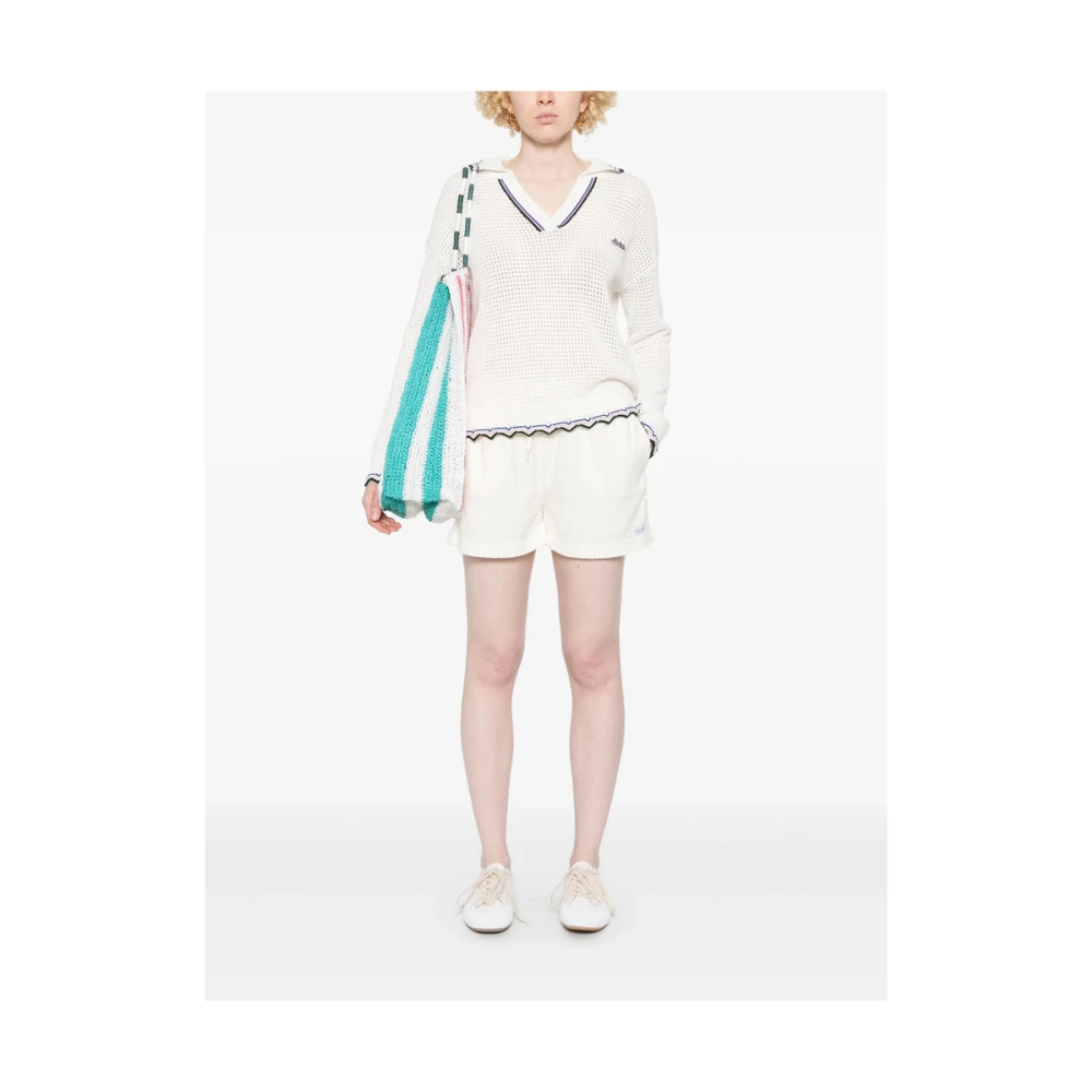 Maison Labiche Beige Shorts met Trekkoord en Logopatch Beige Dames