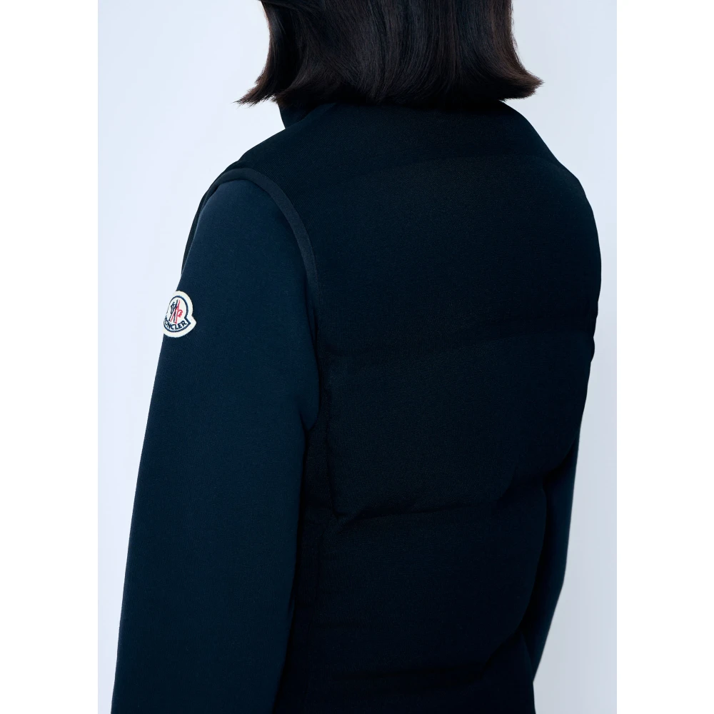 Moncler Gewatteerde Gebreide Vest Black Dames
