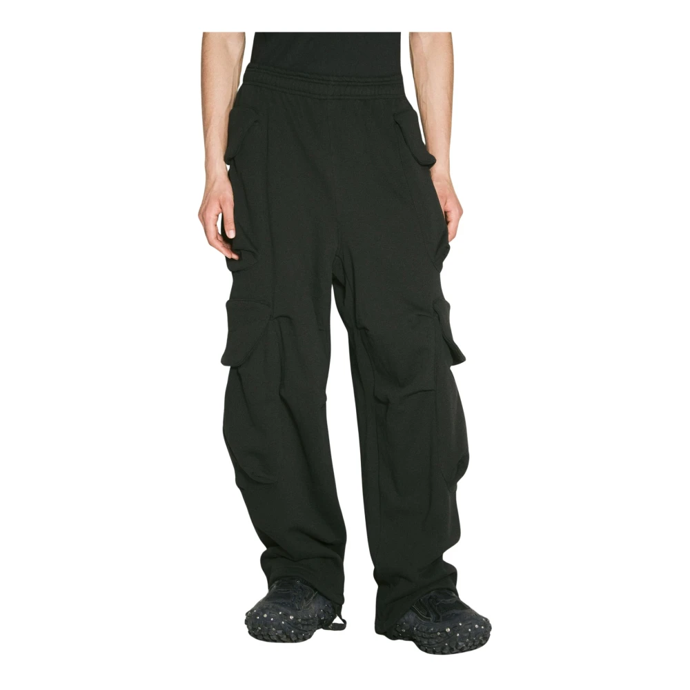 Entire Studios Katoen Fleece Cargo Broek Black Heren