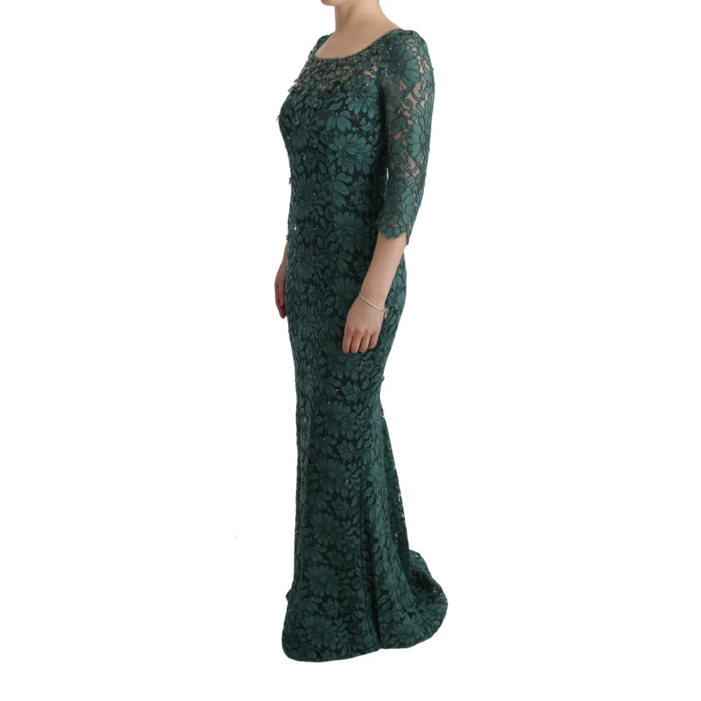 Dolce & Gabbana Groene Kristalversierde Etuijurk Green Dames