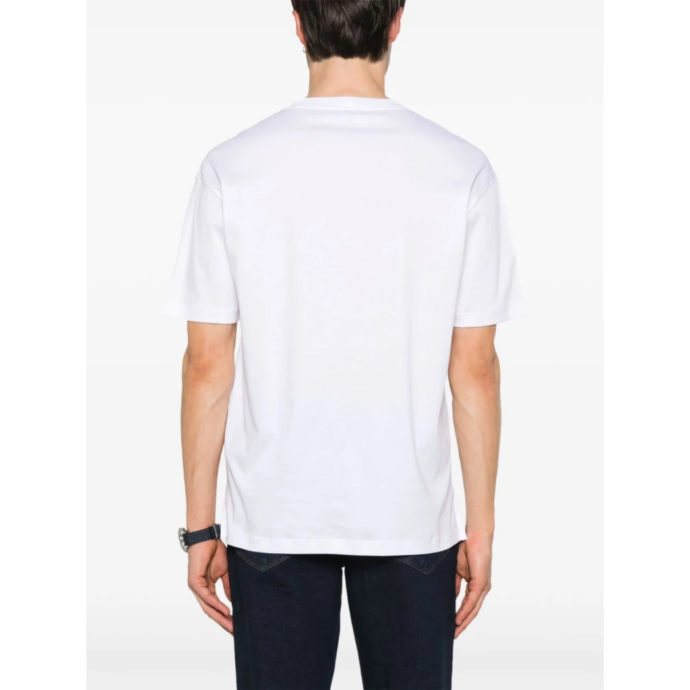 Giorgio Armani Logo Print Katoenen T-shirt White Heren