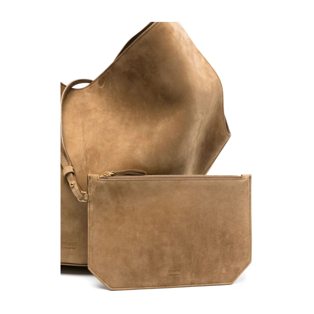 Khaite Bruin Suède Tote Tas Brown Dames
