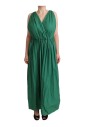 robe-maxi-sans-manches-en-coton-vert-a-col-en-v
