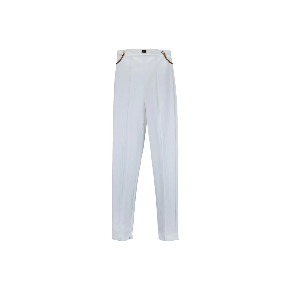 Elisabetta Franchi Gouden Ketting Ritsbroek White Dames
