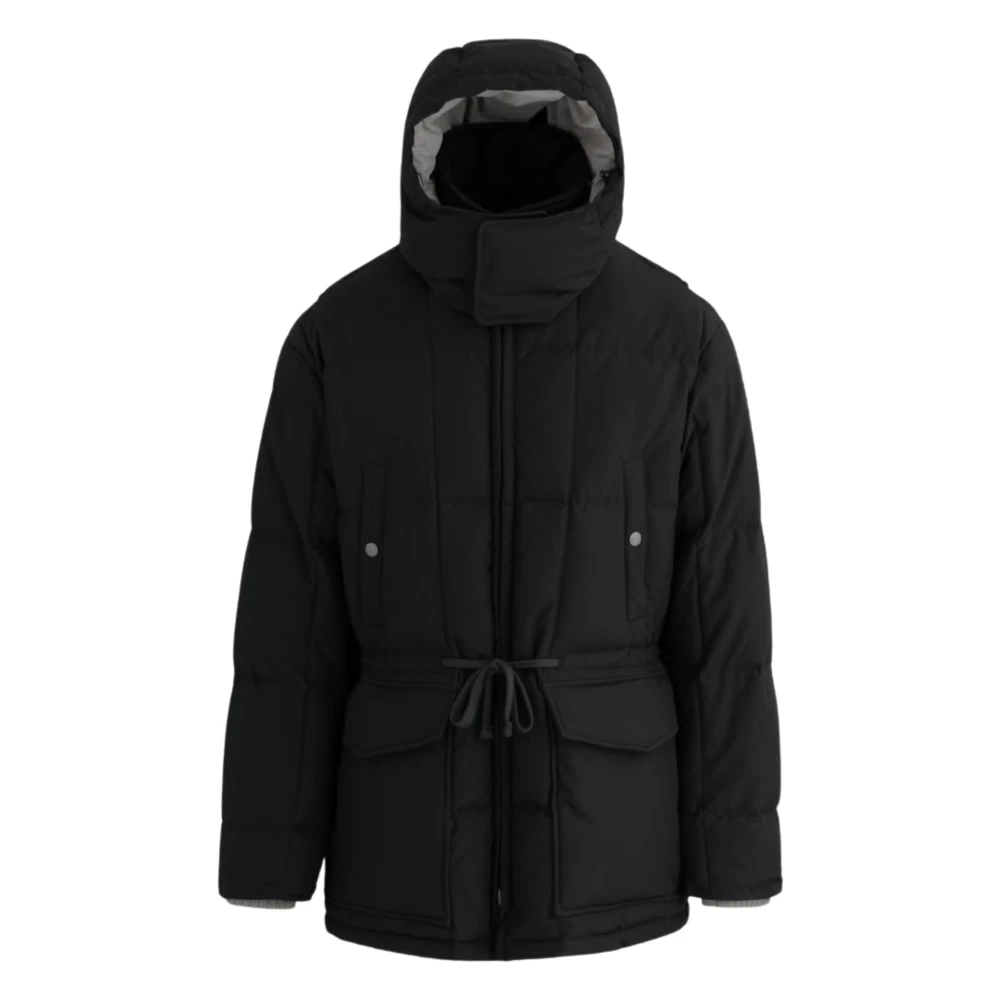 Woolrich Zwarte parka met capuchon en trekkoord in de taille Black Heren