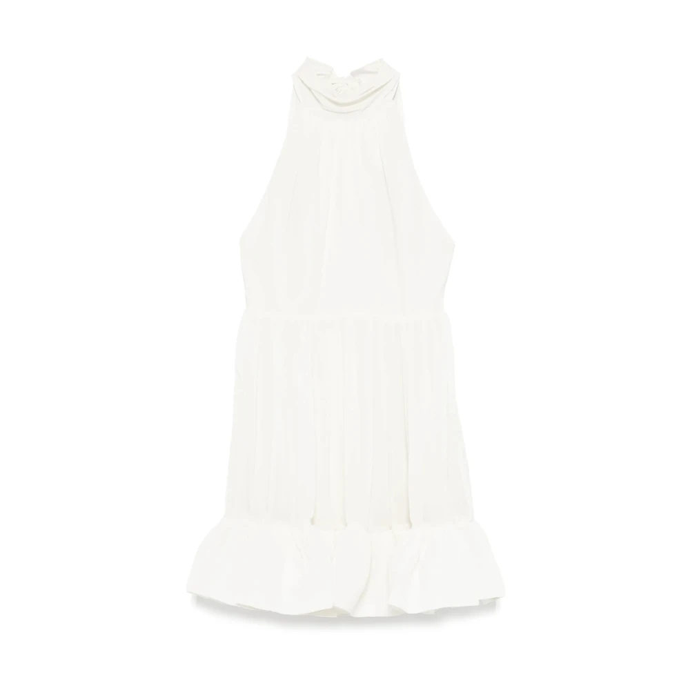 By Malina Witte Halternek Ruche Zoom Jurk White Dames