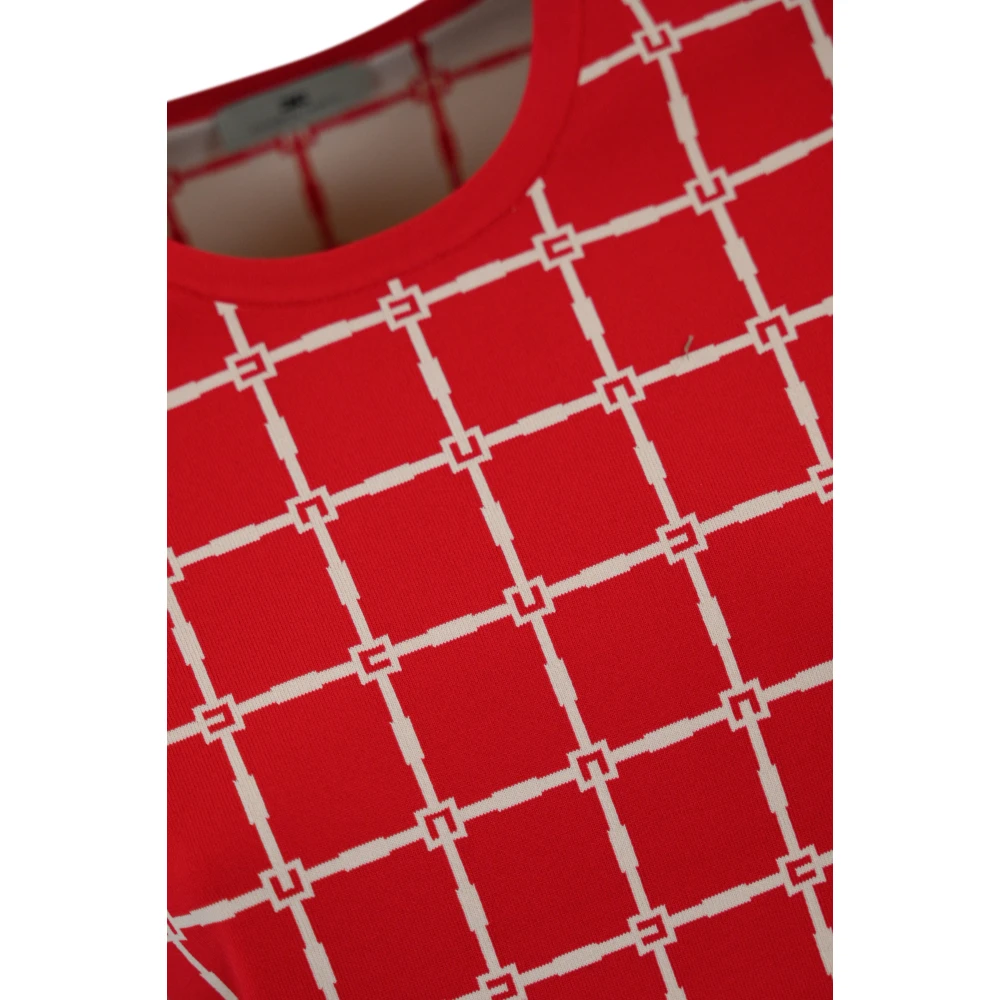 Elisabetta Franchi Geometrische Logo Trui Rood Roze Red Dames