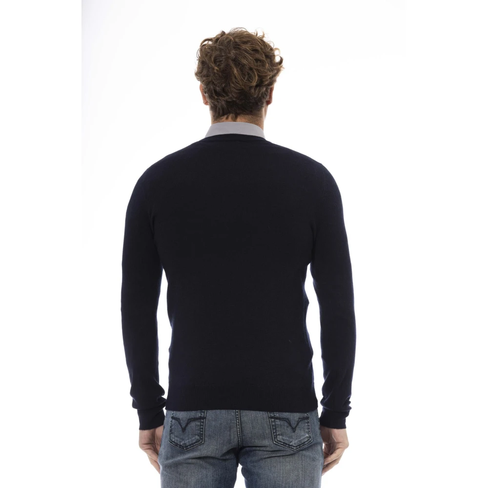 Baldinini Tijdloze V-hals Trui Blue Heren