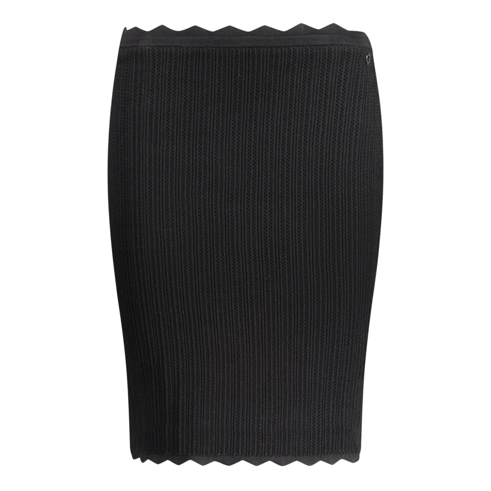 Guess Zwarte Longuette Rok met Elastische Taille Black Dames