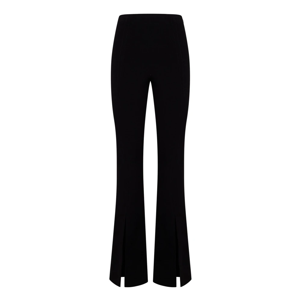 Amen Zwarte Flared Crepe Broek Black Dames