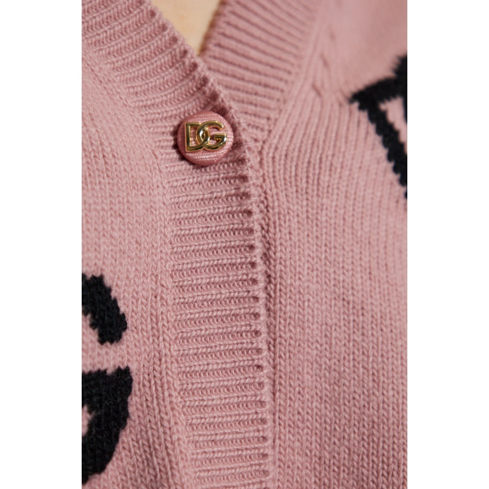 Dolce & Gabbana Cardigan met monogram Pink Dames