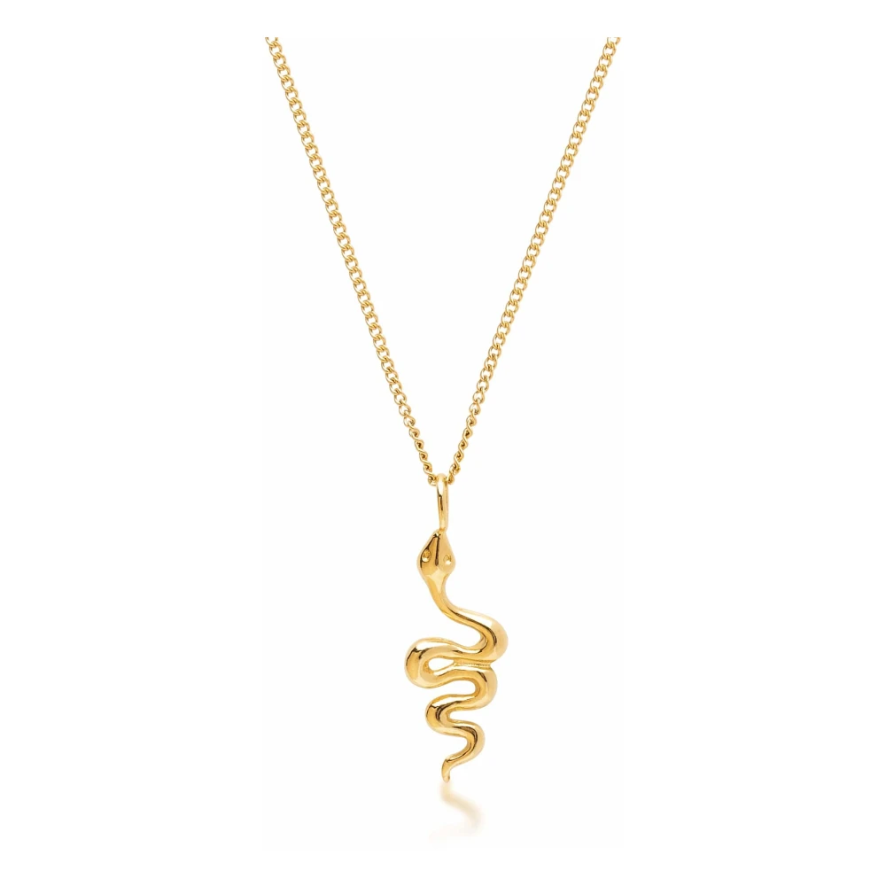 Nialaya Gold Necklace with Mini Snake Pendant Yellow, Dam