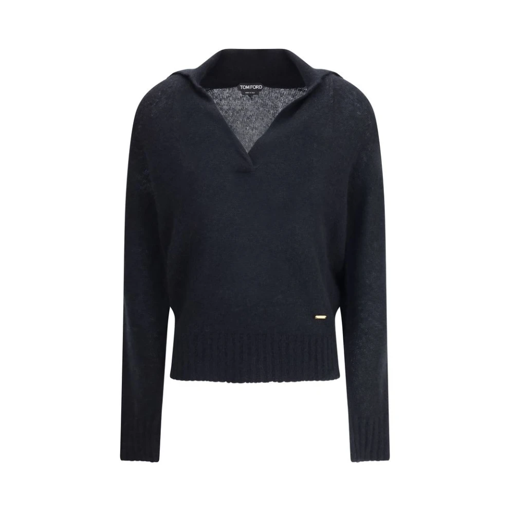 Tom Ford Black Cashmere Polo Jumper - Female - Cashmere Knitwear - M - Knitwear