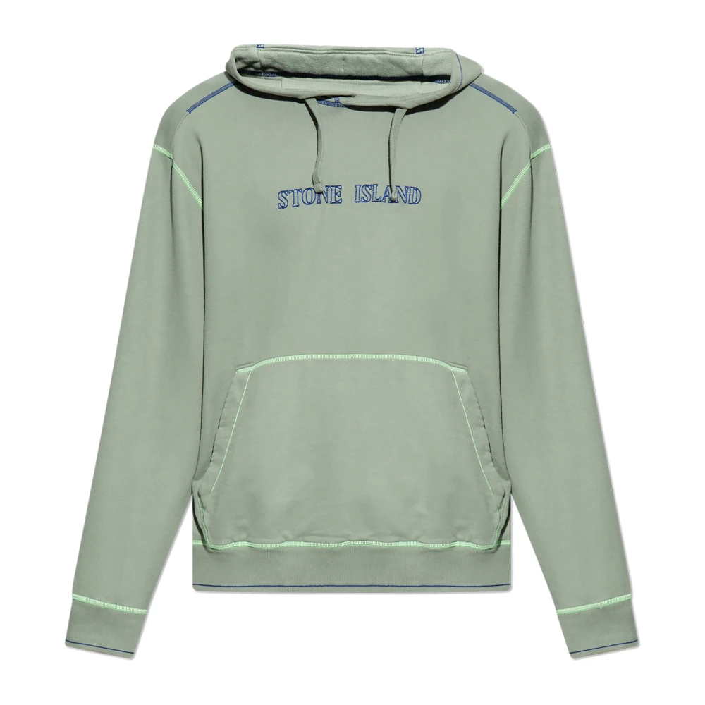 Stone Island Men's Green Sweatshirts & Hoodies, Male,, Hoodie With Logo Large