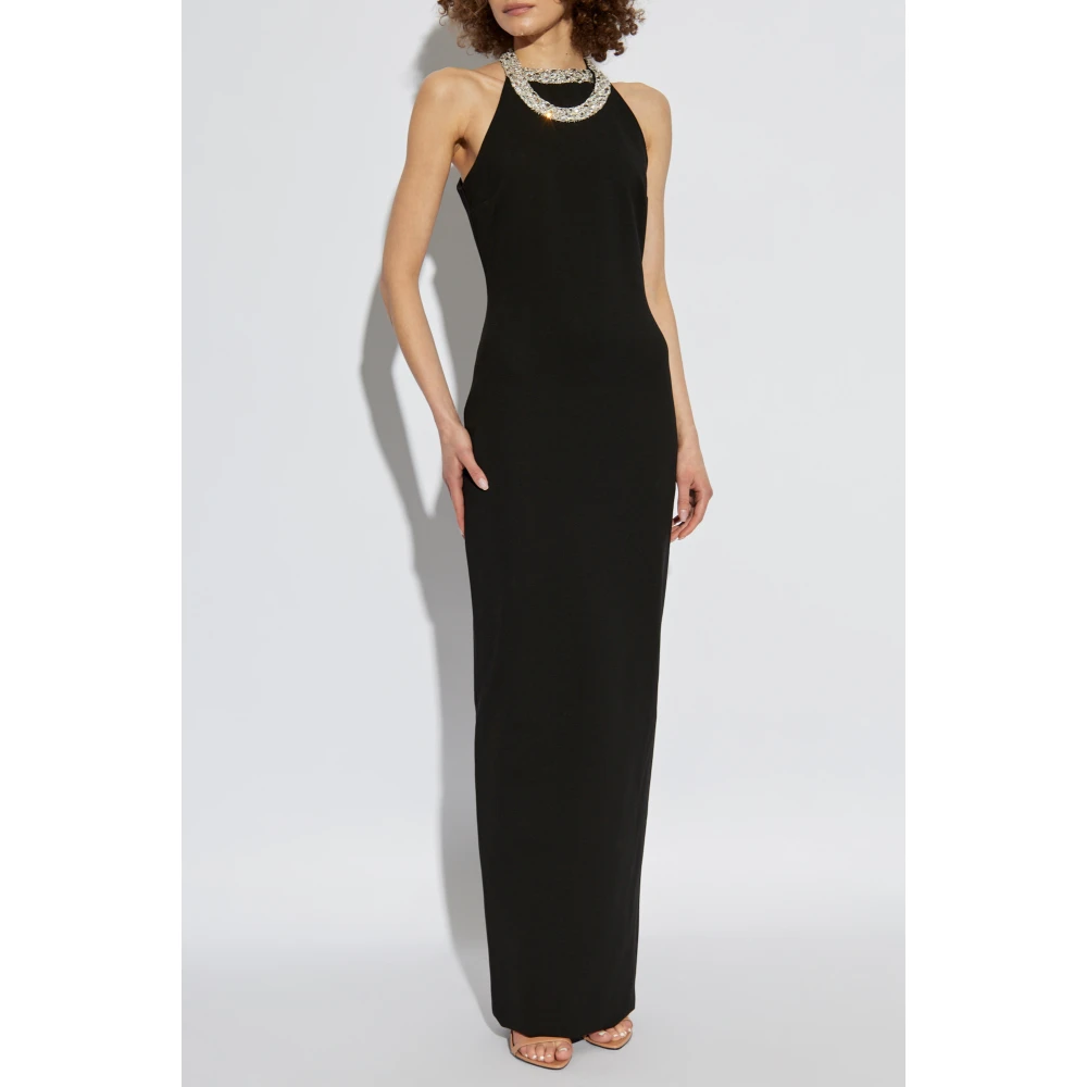 Balmain Jurk met glinsterende kristallen bij de halslijn Black Dames