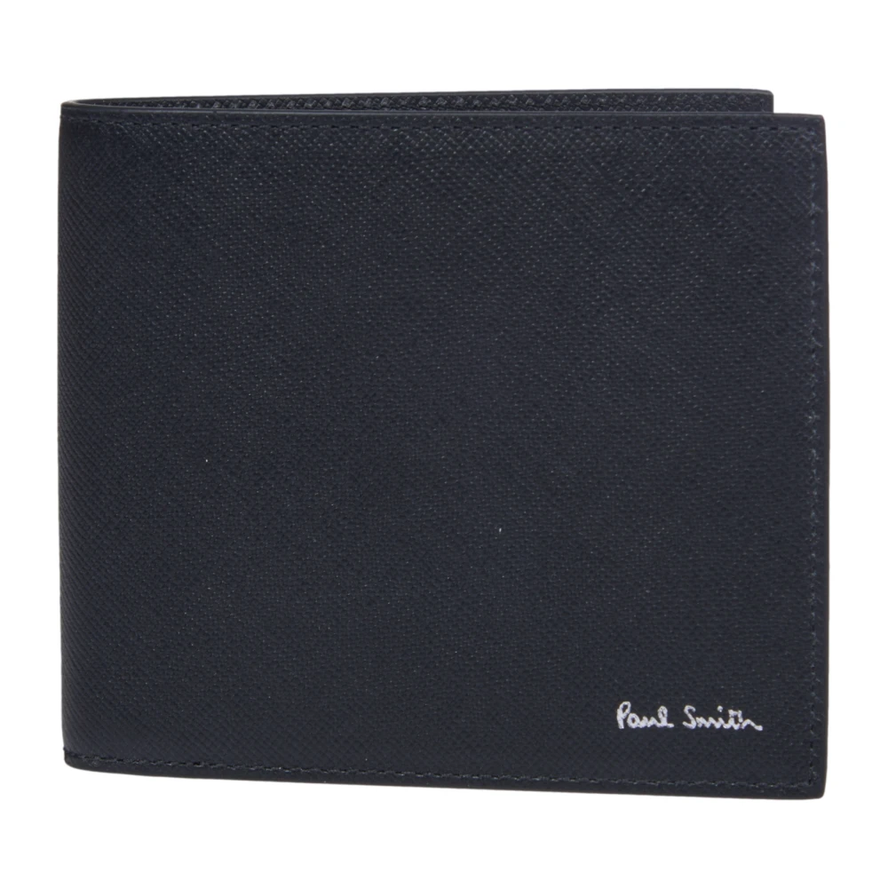 PS By Paul Smith Zwarte Leren Portemonnee Multicolor Print Black Heren
